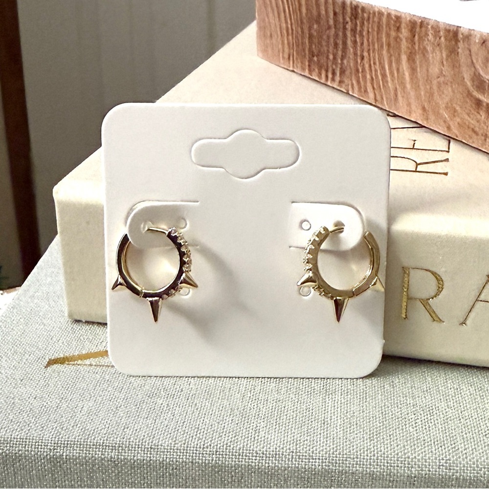 REBL Paved Spike Huggie Earrings